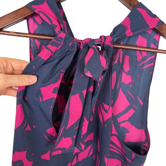 Banana Republic Blue Pink Print Tank Top Women's Small Career Business - Picture 4 of 7
